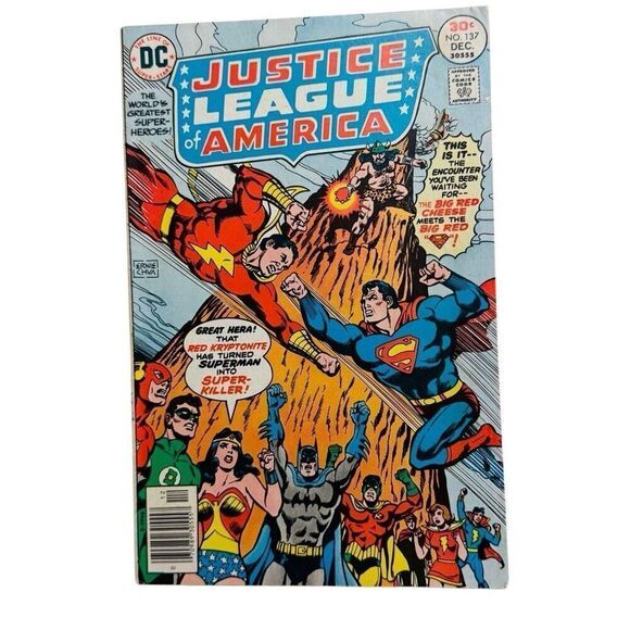 JUSTICE LEAGUE OF AMERICA #137 1976 DC COMICS SHAZAM VS SUPERMAN F+/ VF - Picture 1 of 7